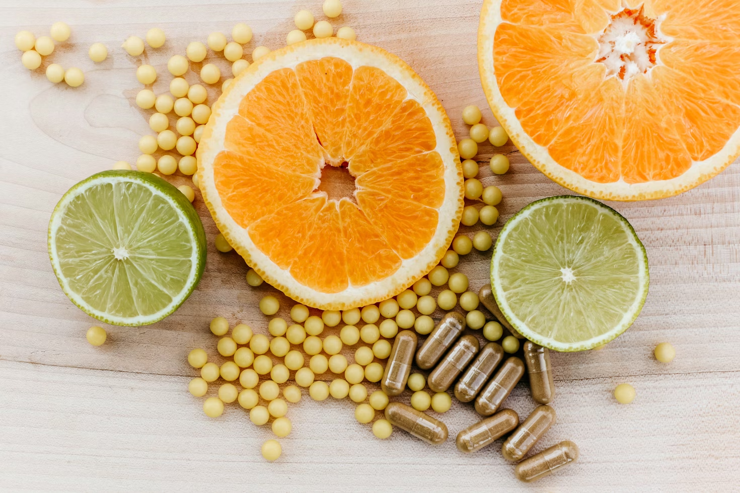 vitamin with orange and lime